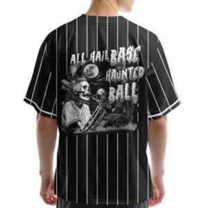 Home all hail base haunted ball custom black white halloween baseball jersey